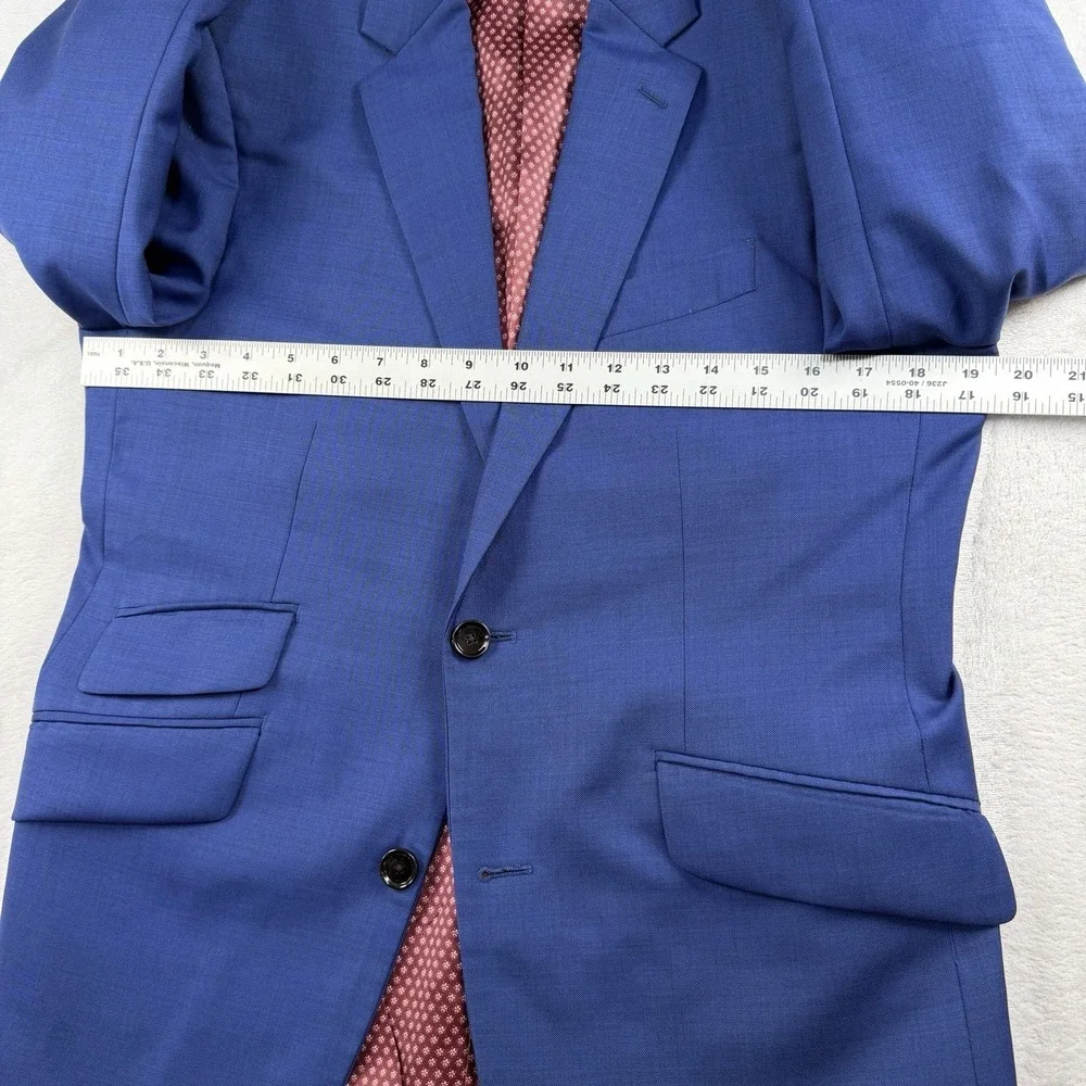 Indochino Royal Blue Suit Mens 38R Pants 30x29 100% Wool Slim Fit Career Wedding